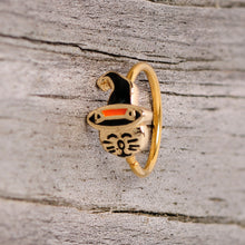 Load image into Gallery viewer, 20G 5/16 Gold Tone Black Witch Hat Cat Halloween Nose Hoop