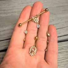 Load image into Gallery viewer, 16G 5/16 Clear Gem Rose Gold Tone Curved Eyebrow Ring Set of 4