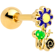 Load image into Gallery viewer, 16G 1/4 Gold Tone Snail Flower Cartilage Tragus Earring
