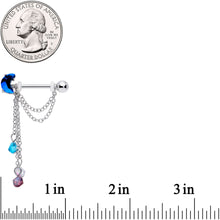 Load image into Gallery viewer, 14G 9/16 Blue Purple Gem Moon Trio Dangle Nipple Ring Set