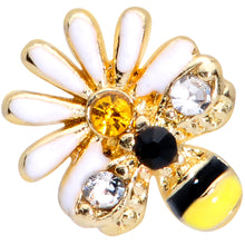 Load image into Gallery viewer, 16G 1/4 Clear Yellow Gem Gold Tone Daisy Bee Cartilage Tragus