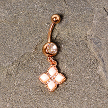 Load image into Gallery viewer, Clear Gem Rose Gold Tone Royal Renaissance Dangle Belly Ring