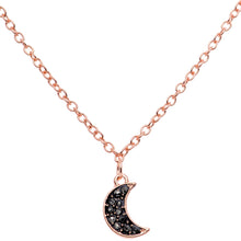 Load image into Gallery viewer, 14G 9/16 Black Gem Rose Gold Tone Moon Dangle Nipple Chain