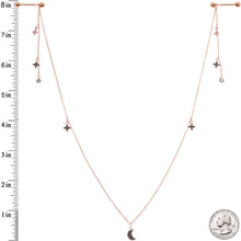 Load image into Gallery viewer, 14G 9/16 Black Gem Rose Gold Tone Moon Dangle Nipple Chain