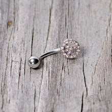 Load image into Gallery viewer, 16G 5/16 Clear Gem Retro Peace Sign Curved Eyebrow Ring