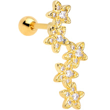 Load image into Gallery viewer, 16G 1/4 Clear CZ Gem Gold Tone Fancy Flower Cartilage Tragus