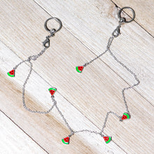 Load image into Gallery viewer, 14G 9/16 Clear Gem Watermelon Captive Ring Dangle Nipple Chain