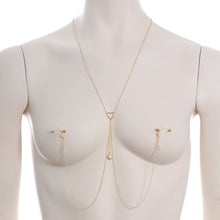 Load image into Gallery viewer, 14G 5/8 Aurora Gem Gold Tone Sun Heart Star Nipple Chain Necklace