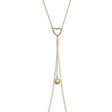 Load image into Gallery viewer, 14G 5/8 Aurora Gem Gold Tone Sun Heart Star Nipple Chain Necklace