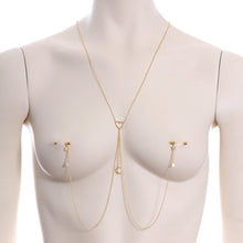 Load image into Gallery viewer, 14G 5/8 Aurora Gem Gold Tone Heart Star Nipple Chain Necklace