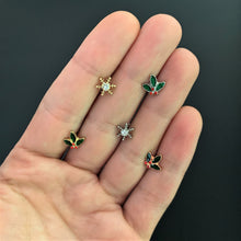 Load image into Gallery viewer, 16G 1/4 Red Gem Gold Tone Mistletoe Christmas Cartilage Tragus