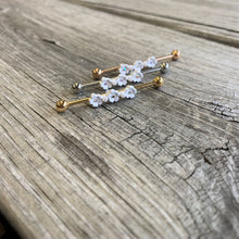 Load image into Gallery viewer, 14G Aurora Gem Gold Tone Flower Industrial Barbell 38mm