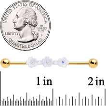 Load image into Gallery viewer, 14G Aurora Gem Gold Tone Flower Industrial Barbell 38mm
