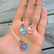 Load image into Gallery viewer, Bundle of Joy Baby Blue Squid Nautical Dangle Pregnancy Belly Ring