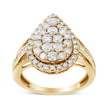 Load image into Gallery viewer, 10K Yellow Gold Plated .925 Sterling Silver 1 1/2 Cttw Round-Cut Diamond Cocktail Ring (I-J Color, I1-I2 Clarity) - Size 7