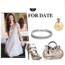 Load image into Gallery viewer, Women Silver Color Rose Gold Bracelet for Female Crystal Heart Charm Bracelet For Women Bridal Wedding Fine Luxury Jewelry Gift