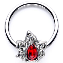 Load image into Gallery viewer, 16G 3/8 Red Gem Holly Leaf Holiday BCR Captive Ring
