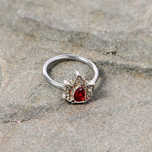 Load image into Gallery viewer, 16G 3/8 Red Gem Holly Leaf Holiday BCR Captive Ring