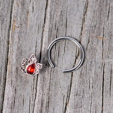 Load image into Gallery viewer, 16G 3/8 Red Gem Holly Leaf Holiday BCR Captive Ring