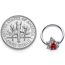 Load image into Gallery viewer, 16G 3/8 Red Gem Holly Leaf Holiday BCR Captive Ring