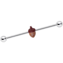 Load image into Gallery viewer, 14G Brown Fall Autumn Acorn Industrial Barbell 38mm