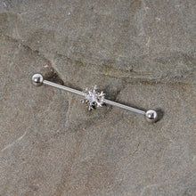 Load image into Gallery viewer, 14G Clear Gem Snowflake Industrial Barbell 38mm