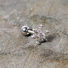Load image into Gallery viewer, 16G 1/4 Clear Gem Winter Snowflake Cartilage Tragus