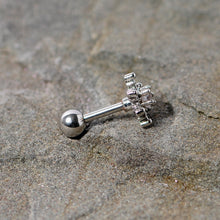 Load image into Gallery viewer, 16G 1/4 Clear Gem Winter Snowflake Cartilage Tragus