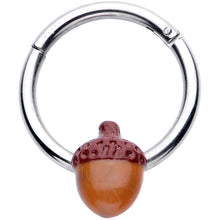 Load image into Gallery viewer, 16G 3/8 Brown Autumn Acorn Hinged Segment Ring