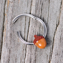 Load image into Gallery viewer, 16G 3/8 Brown Autumn Acorn Hinged Segment Ring