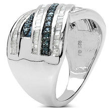 Load image into Gallery viewer, 1.02 Carat Genuine Blue Diamond & White Diamond .925 Sterling Silver Ring