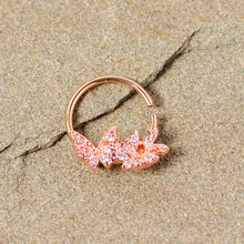 Load image into Gallery viewer, 16G 3/8 Clear CZ Gem Rose Gold Tone Trio Butterfly Seamless Ring