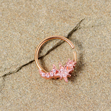 Load image into Gallery viewer, 16G 3/8 Clear CZ Gem Rose Gold Tone Moon Stars Closure Ring