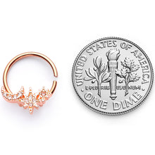 Load image into Gallery viewer, 16G 3/8 Clear CZ Gem Rose Gold Tone Moon Stars Closure Ring
