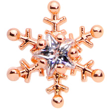 Load image into Gallery viewer, 16G 1/4 Clear Gem Rose Gold Tone Snowflake Cartilage Tragus