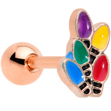 Load image into Gallery viewer, 16G 1/4 Rose Gold Tone Christmas Lights Holiday Cartilage Tragus