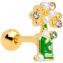 Load image into Gallery viewer, 16G 1/4 Clear Gem Gold Tone Champagne Cartilage Tragus