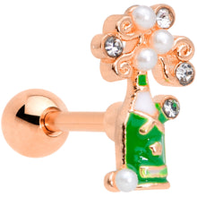 Load image into Gallery viewer, 16G 1/4 Clear Gem Rose Gold Tone Champagne Cartilage Tragus