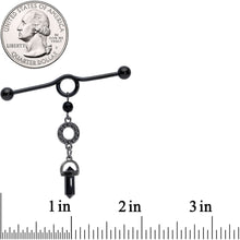 Load image into Gallery viewer, 14G Black Gem Halloween Dangle Industrial Barbell 38mm