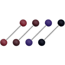 Load image into Gallery viewer, Black Blue Brown Matte Barbell Tongue Ring Set of 4