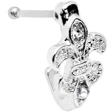 Load image into Gallery viewer, 20G 3/8 Clear Gem Fleur De Lis Faux Hoop Nose Bone