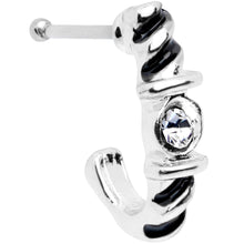 Load image into Gallery viewer, 20G 3/8 Clear Gem Steel Twist Faux Hoop Nose Bone