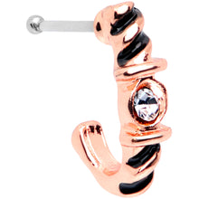 Load image into Gallery viewer, 20G 3/8 Clear Gem Rose Gold Tone Twist Faux Hoop Nose Bone