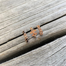 Load image into Gallery viewer, 20G 3/8 Clear Gem Rose Gold Tone Fleur De Lis Faux Hoop Nose Bone