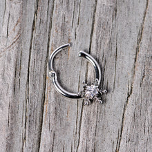 Load image into Gallery viewer, 16G 3/8 Clear Gem Holiday Snowflake Septum Clicker