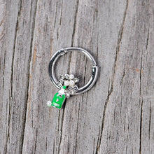 Load image into Gallery viewer, 16G 3/8 Clear Gem Green Champagne Bottle Holiday Septum Clicker