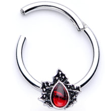 Load image into Gallery viewer, 16G 3/8 Red Gem Holly Leaf Holiday Hinged Segment Ring