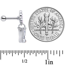 Load image into Gallery viewer, 16G 1/4 Aurora Gem Flower Butterfly Dangle Cartilage Earring