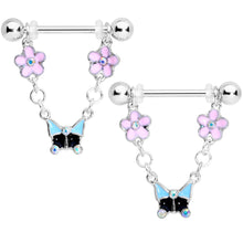 Load image into Gallery viewer, 14G 5/8 Aurora Gem Flower Dangle Nipple Ring Set