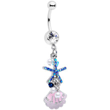 Load image into Gallery viewer, Clear Blue Gem Ocean Treasure Nautical Dangle Belly Ring